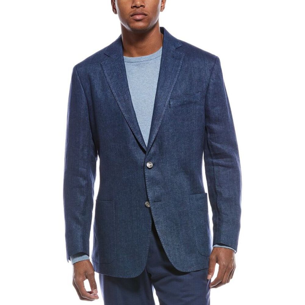 Brooks Brothers Mens  Linen Blazer, Blue - Picture 3 of 5